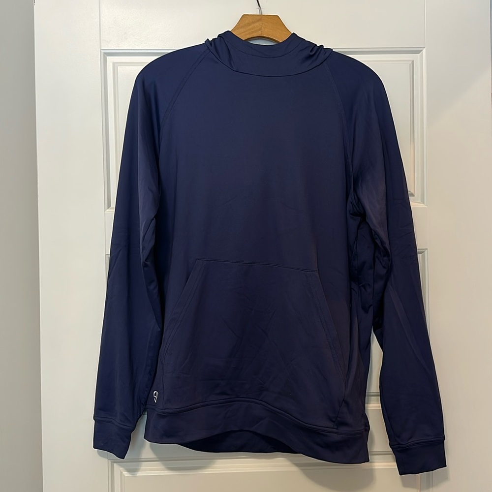 Straight down hooded golf sweatshirt.  Size small.  Blue